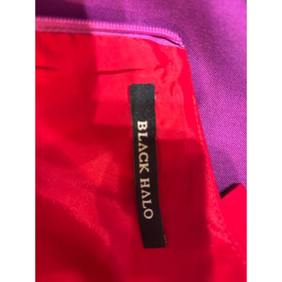 Black Halo dress red and purple with belt size 6Jackie-O asymmetric neck - Picture 9 of 11